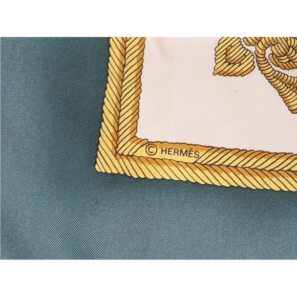 Hermès Green and Gold Silk Scarf - Picture 9 of 11